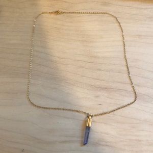 Gold plated necklace with authentic purple amethyst pendant